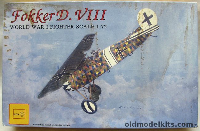 Sign 1/72 Fokker D-VIII - Polish / USA / German / Netherlands Markings, SN1001 plastic model kit
